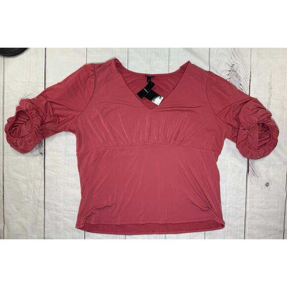 torrid Tops - Torrid Women’s V Neck Top Quarter Sleeve Shirred Top 3/4 Ballon Sleeves Size 3XL
